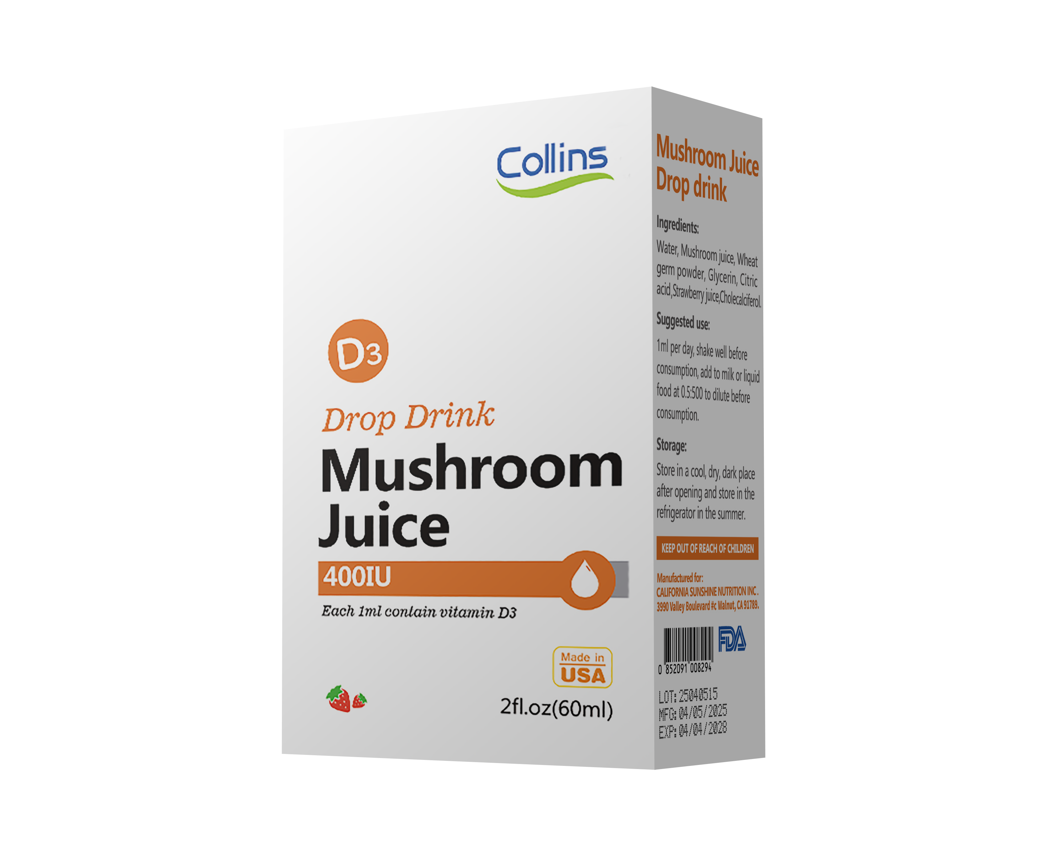   科琳思维生素D蘑菇汁滴液饮品